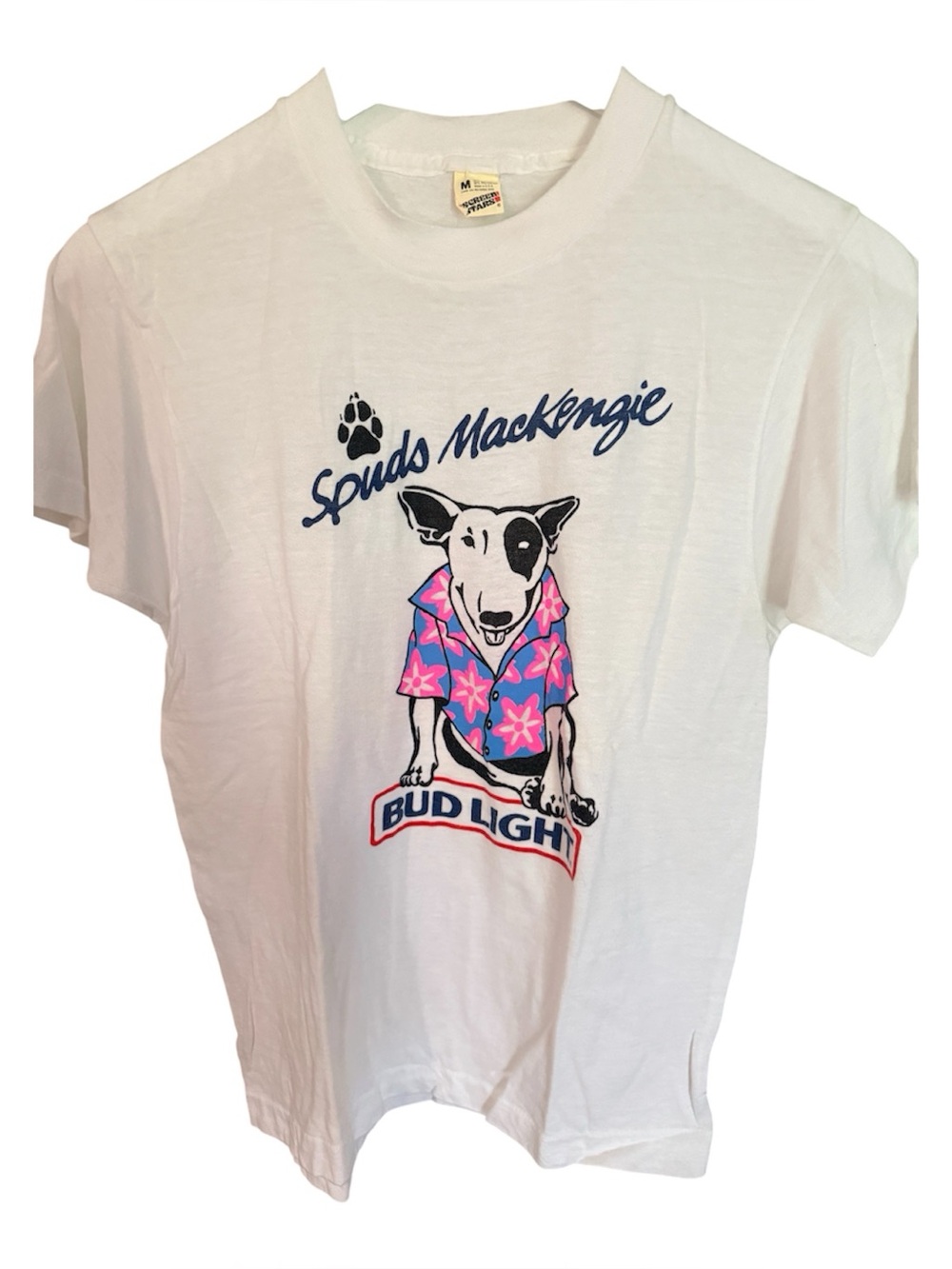 Spuds Mackenzie Vintage 1986 White Graphic Tee NWOT Sz. M